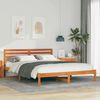 vidaXL Estructura de cama con cabecera Marrón cera 160 x 210 cm