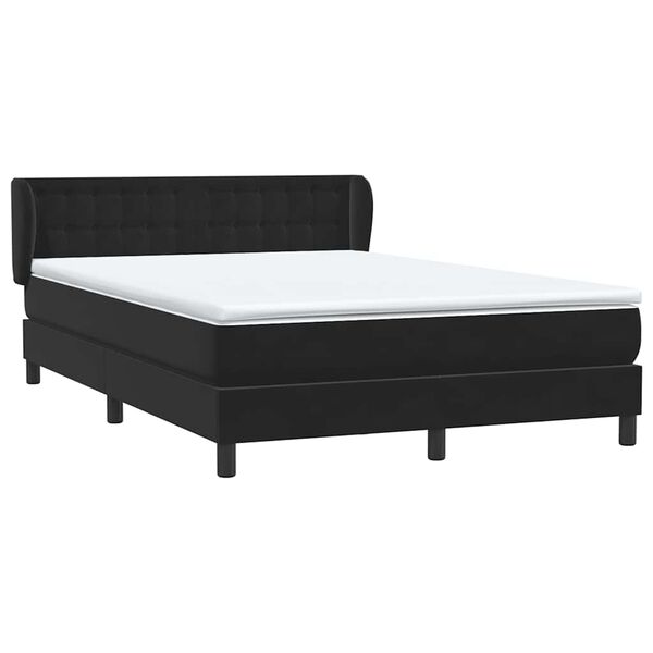 vidaXL Cama box spring con colch&oacute;n terciopelo negro 140x210 cm