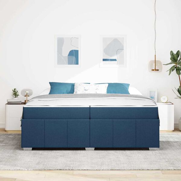 vidaXL Estructura de cama con colch&oacute;n Azul 200 x 200 cm tela