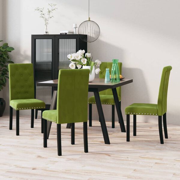 vidaXL Sillas de comedor 4 unidades de terciopelo verde claro