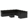 vidaXL Set de sof&aacute;s de jard&iacute;n 11 pzas y cojines rat&aacute;n sint&eacute;tico negro