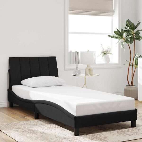 vidaXL Estructura de cama sin colch&oacute;n Hanko terciopelo negro 90x200 cm
