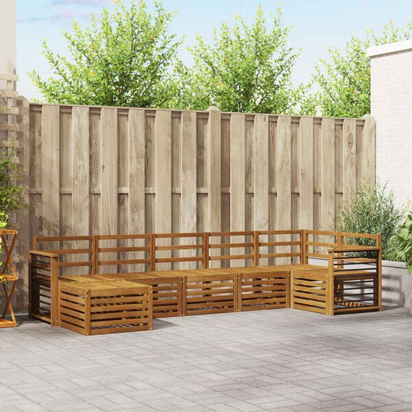 vidaXL Juegos de sof&aacute;s 7 pcs Natural Madera de Acacia S&oacute;lida