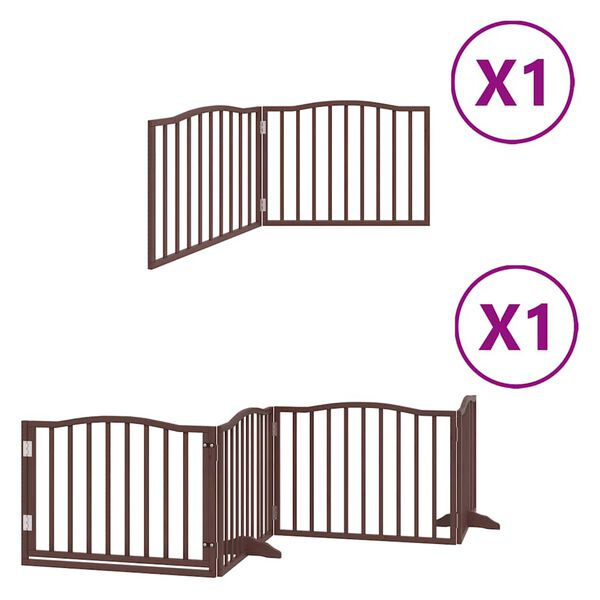 vidaXL Puerta de perros plegable 6 paneles madera &aacute;lamo marr&oacute;n 480 cm