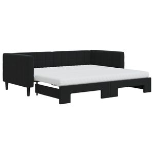 vidaXL Sof&aacute; cama nido con colch&oacute;n terciopelo negro 90x190 cm