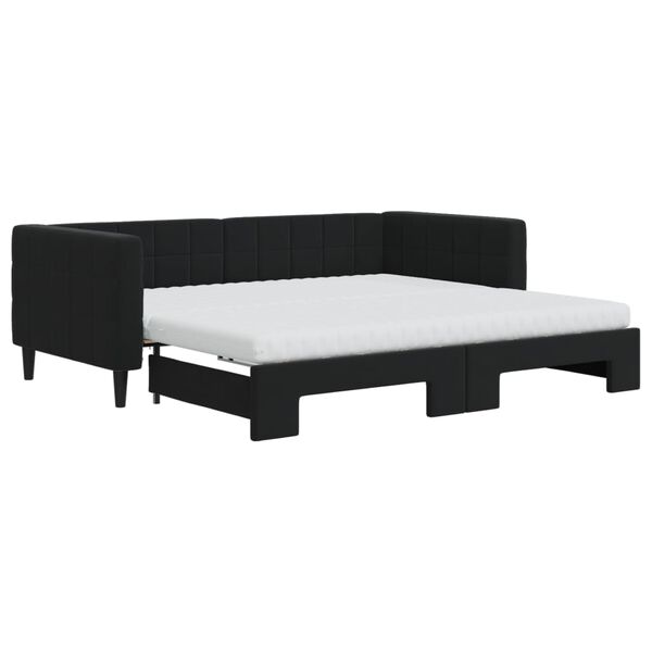 vidaXL Sofá cama nido con colchón terciopelo negro 90x190 cm