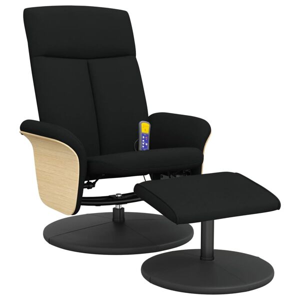 vidaXL Sill&oacute;n reclinable de masaje con reposapi&eacute;s tela negro