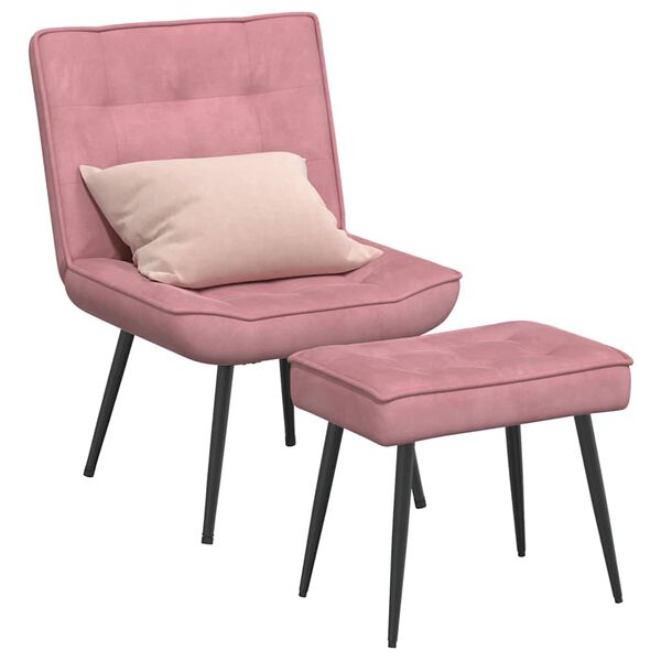 vidaXL Sill&oacute;n de relax con reposapi&eacute;s terciopelo rosa