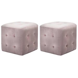 vidaXL Puf 2 unidades terciopelo rosa 30x30x30 cm