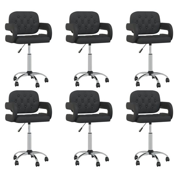 vidaXL Sillas de comedor giratorias 6 unidades cuero sint&eacute;tico negro