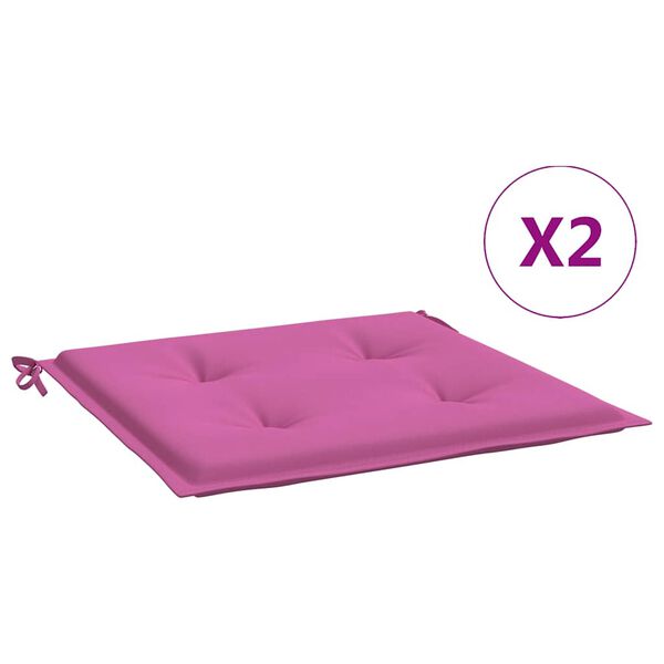 vidaXL Cojines para silla de jard&iacute;n 2 uds tela rosa 50x50x4 cm