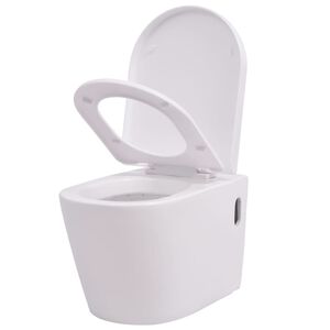 vidaXL Inodoro de montaje en pared de cer&aacute;mica blanco