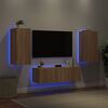 vidaXL Muebles de TV de pared con luces LED 3 piezas roble Sonoma