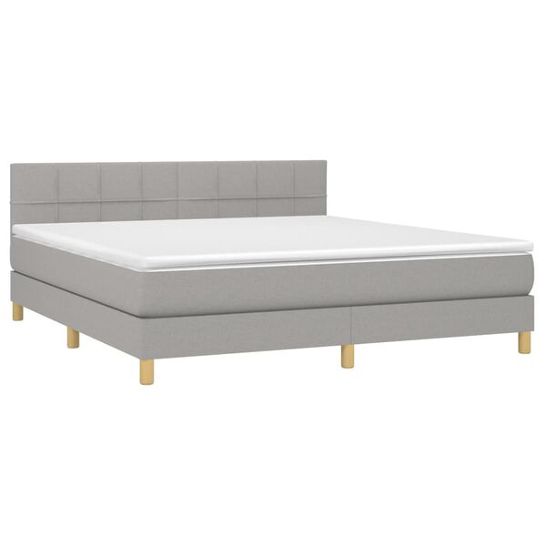 vidaXL Cama box spring con colch&oacute;n tela gris claro 160x200 cm