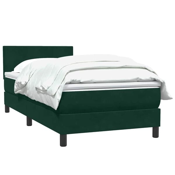 vidaXL Cama box spring con colch&oacute;n terciopelo verde oscuro 80x220 cm