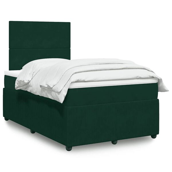 vidaXL Cama box spring con colch&oacute;n terciopelo verde oscuro 120x200 cm