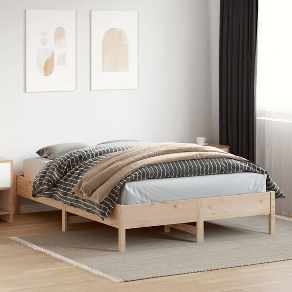 vidaXL Estructura de cama sin colch&oacute;n madera de pino maciza 120x200 cm