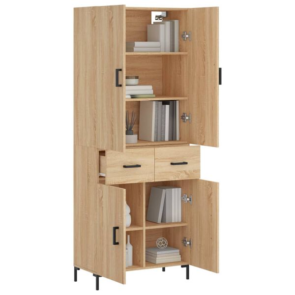 vidaXL Aparador alto madera contrachapada color roble 69,5x34x180 cm