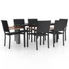 vidaXL Juego de comedor de jard&iacute;n 7 piezas rat&aacute;n sint&eacute;tico negro