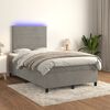 vidaXL Cama box spring colch&oacute;n y LED terciopelo gris claro 120x190 cm