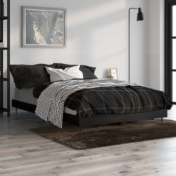 vidaXL Estructura de cama madera de ingenier&iacute;a negra 120x190 cm