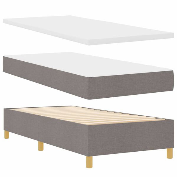 vidaXL Cama tipo Box Spring con colch&oacute;n Taup&eacute; 90 x 190 cm tela