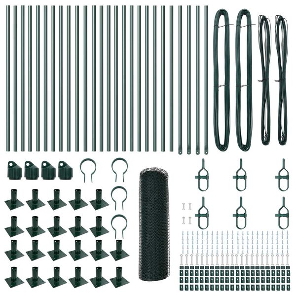 vidaXL Poste de Valla Verde 50 x 0,4 m (malla de 13 mm) Acero y PVC