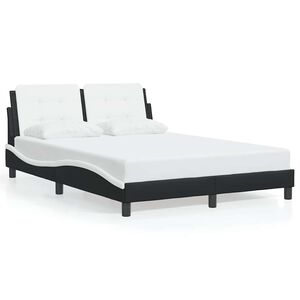 vidaXL Estructura de cama sin colch&oacute;n Zadar cuero sint&eacute;tico negro blanco 120x200cm