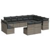 vidaXL Set de sof&aacute;s de jard&iacute;n 12 pzas con cojines rat&aacute;n sint&eacute;tico gris