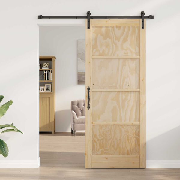 vidaXL Puerta Corredera Marrón 86 x 211 cm Madera de pino macizo