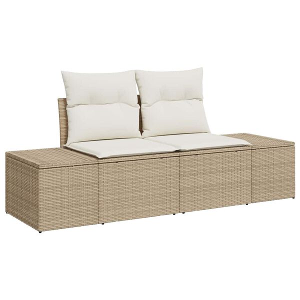 vidaXL Conjunto de sof&aacute;s de jard&iacute;n 5 pcs Beige rat&aacute;n sint&eacute;tico