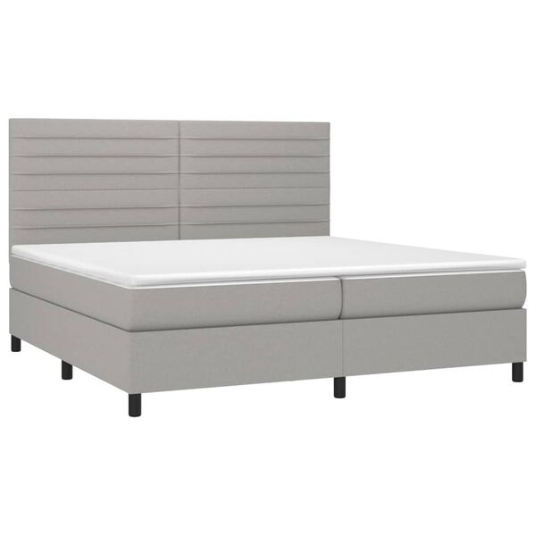 vidaXL Cama box spring con colch&oacute;n tela gris claro 200x200 cm