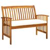 vidaXL Banco de jard&iacute;n con cojines 119 cm madera maciza de acacia