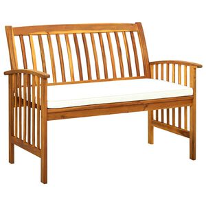 vidaXL Banco de jard&iacute;n con cojines 119 cm madera maciza de acacia