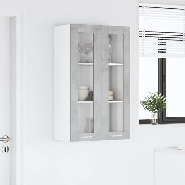 vidaXL Mueble colgante con puerta Gris Concreto 60 x 31 x 100 cm