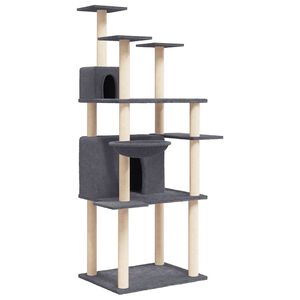 vidaXL Rascador para gatos con postes de sisal gris oscuro 166 cm