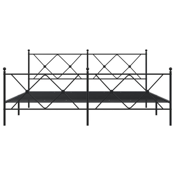 vidaXL Estructura cama sin colch&oacute;n con estribo metal negro 180x200 cm