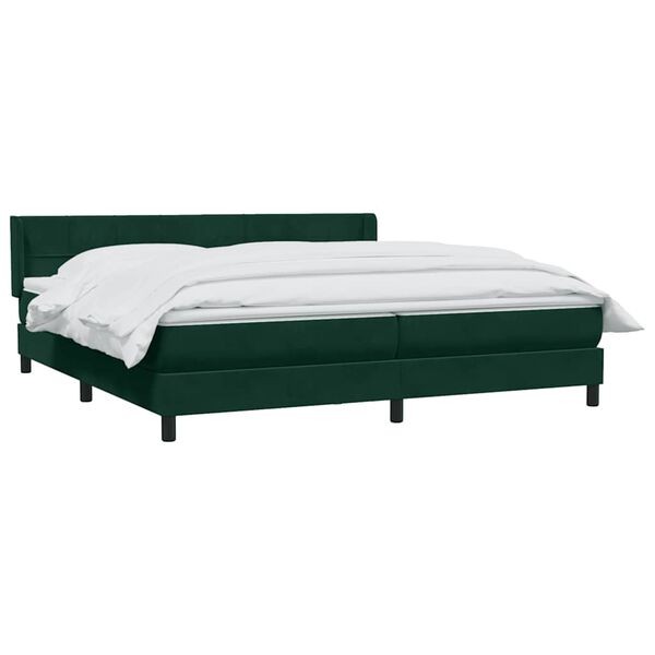 vidaXL Cama box spring con colch&oacute;n terciopelo verde oscuro 180x220 cm
