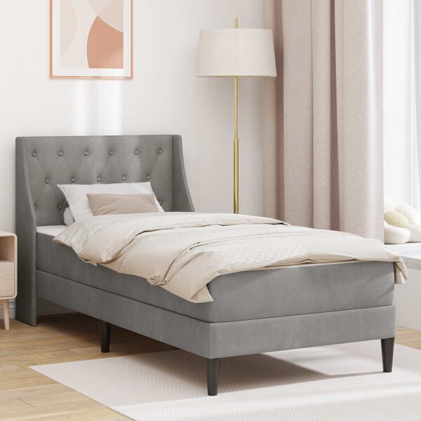 vidaXL Estructura de cama con colch&oacute;n Gris Claro 90 x 190 cm