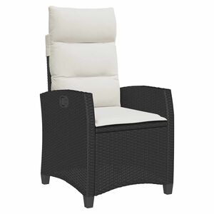 vidaXL Silla de jardín reclinable con mesa auxiliar ratán negro