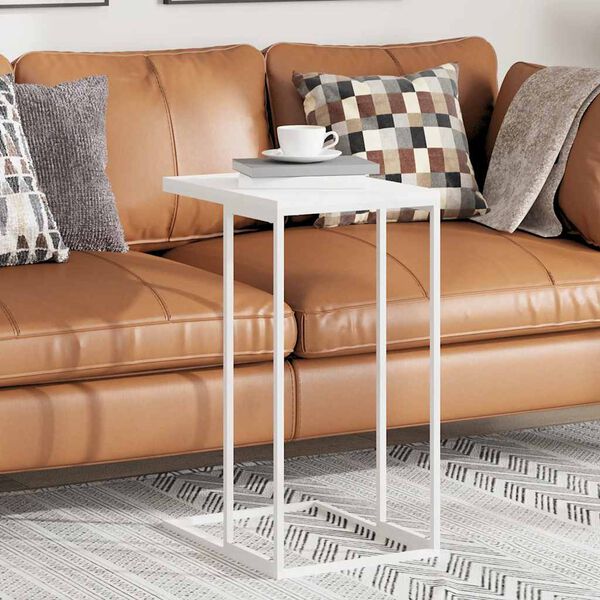 vidaXL Mesa auxiliar de madera contrachapada blanco 40x30x59 cm