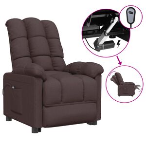 vidaXL Sill&oacute;n reclinable el&eacute;ctrico tela marr&oacute;n oscuro