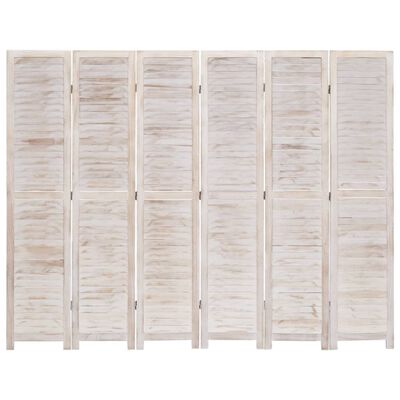 vidaXL Biombo divisor de 6 paneles madera blanco 210x165 cm