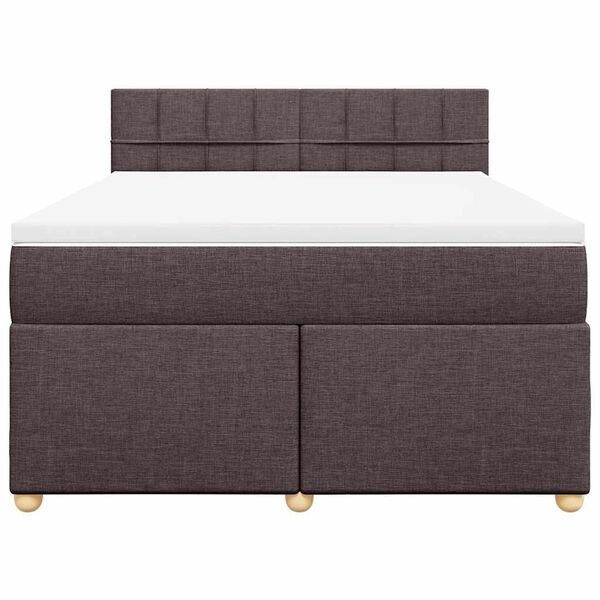 vidaXL Cama box spring con colch&oacute;n tela marr&oacute;n oscuro 140x190 cm