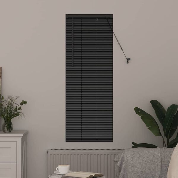 vidaXL Persianas venecianas con cortinas Negro 130 x 45 cm Aluminio