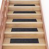 vidaXL Felpudos autoadhesivos para escaleras, 15 unidades, 76 x 20 cm, gris oscuro, rectangulares
