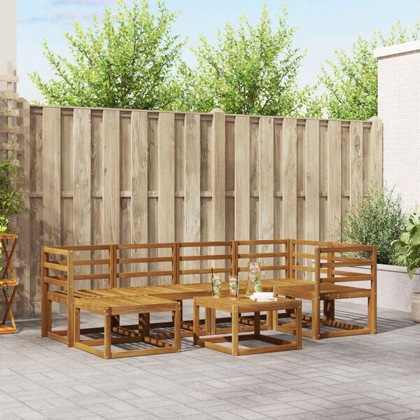 vidaXL Conjunto de sof&aacute;s de exterior 7 pcs Gris Natural y Claro