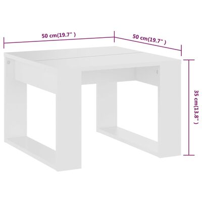 vidaXL Mesa auxiliar de madera contrachapada blanco 50x50x35 cm