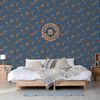 DUTCH WALLCOVERINGS Papel pintado Flower azul oscuro y bronce