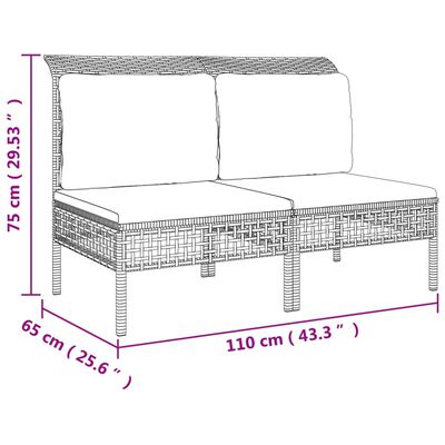 vidaXL Set de muebles de jardín 7 pzas y cojines ratán sintético gris